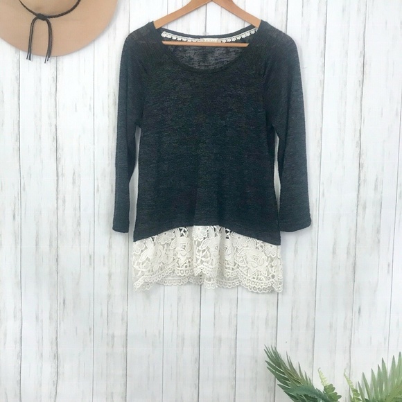 Altar'd State Sweaters - Altar’d State | Black Sweater with Lace Hem Size M